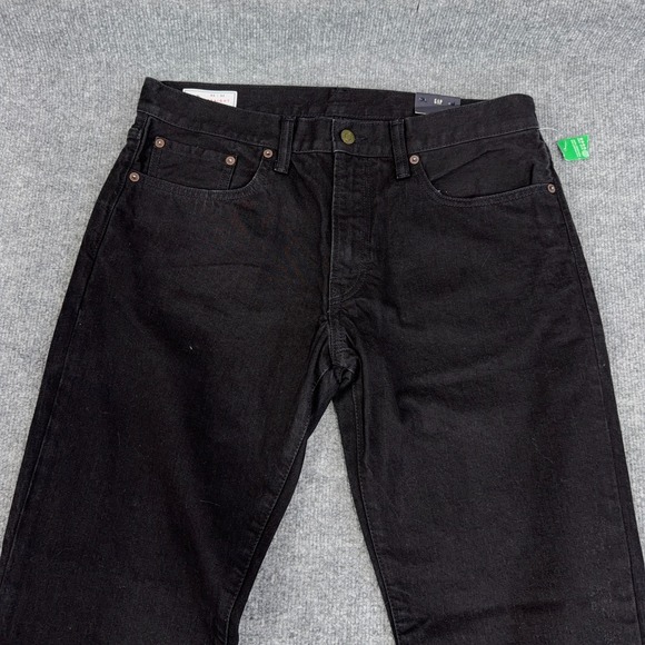 Gap Jeans Mens 33X32 Black Denim 100% Cotton Dark Wash Mid Rise Straight Leg - Picture 2 of 13